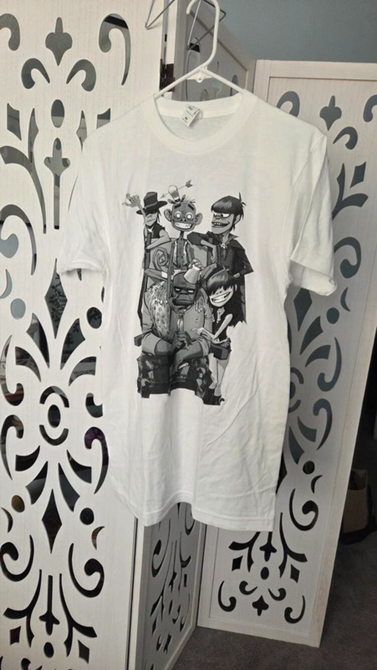 Gorillaz Band Graphic Tee White Short Sleeve Double Sided Streetwear Med
